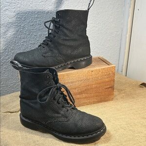 Dr. Martens Black Textured Combat Boots